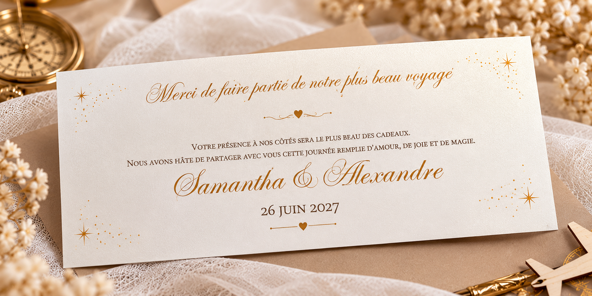 Faire-part mariage « Passeport – Voyage féerique »