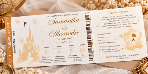 Faire-part mariage « Passeport – Voyage féerique »